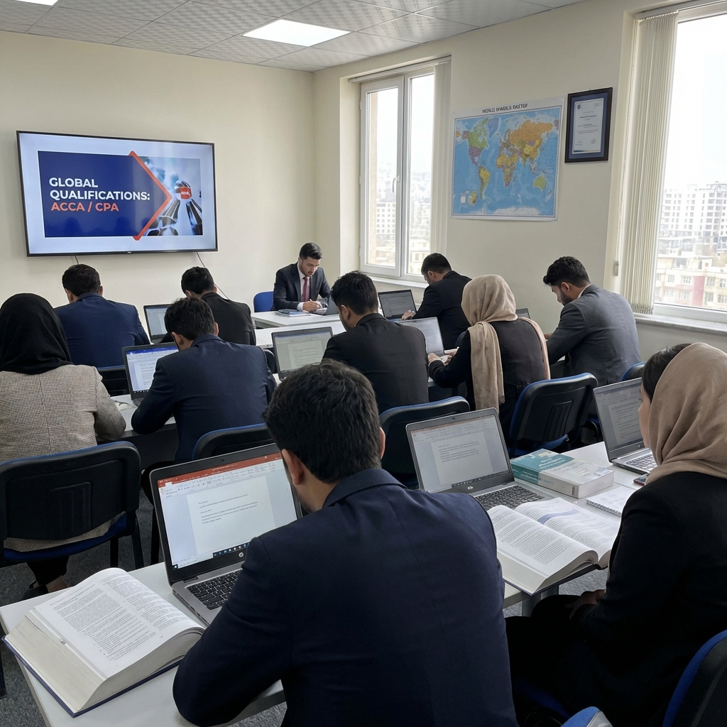 Afghan students studying professional qualifications